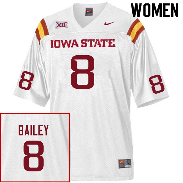 Women #8 Cordarrius Bailey Iowa State Cyclones College Football Jerseys Sale-White